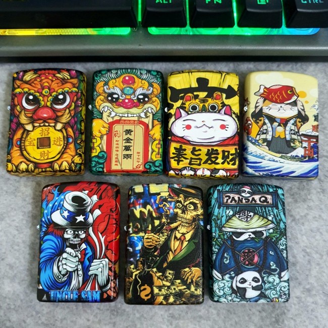 Bật Lửa Zippo Mỹ Nhật Sơn Tĩnh Điện 6 Mặt Phiên Bản Nhật - HÌNH GẤU PANDA