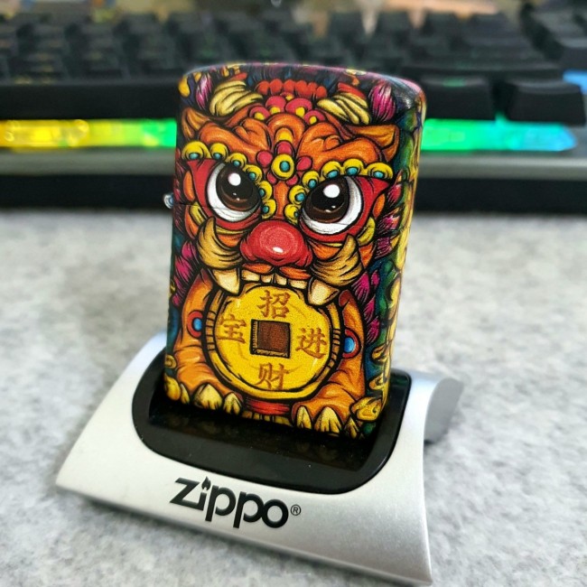 Bật Lửa Zippo Mỹ Nhật Sơn Tĩnh Điện 6 Mặt Phiên Bản Nhật - HÌNH TỲ HƯU NGẬM TIỀN